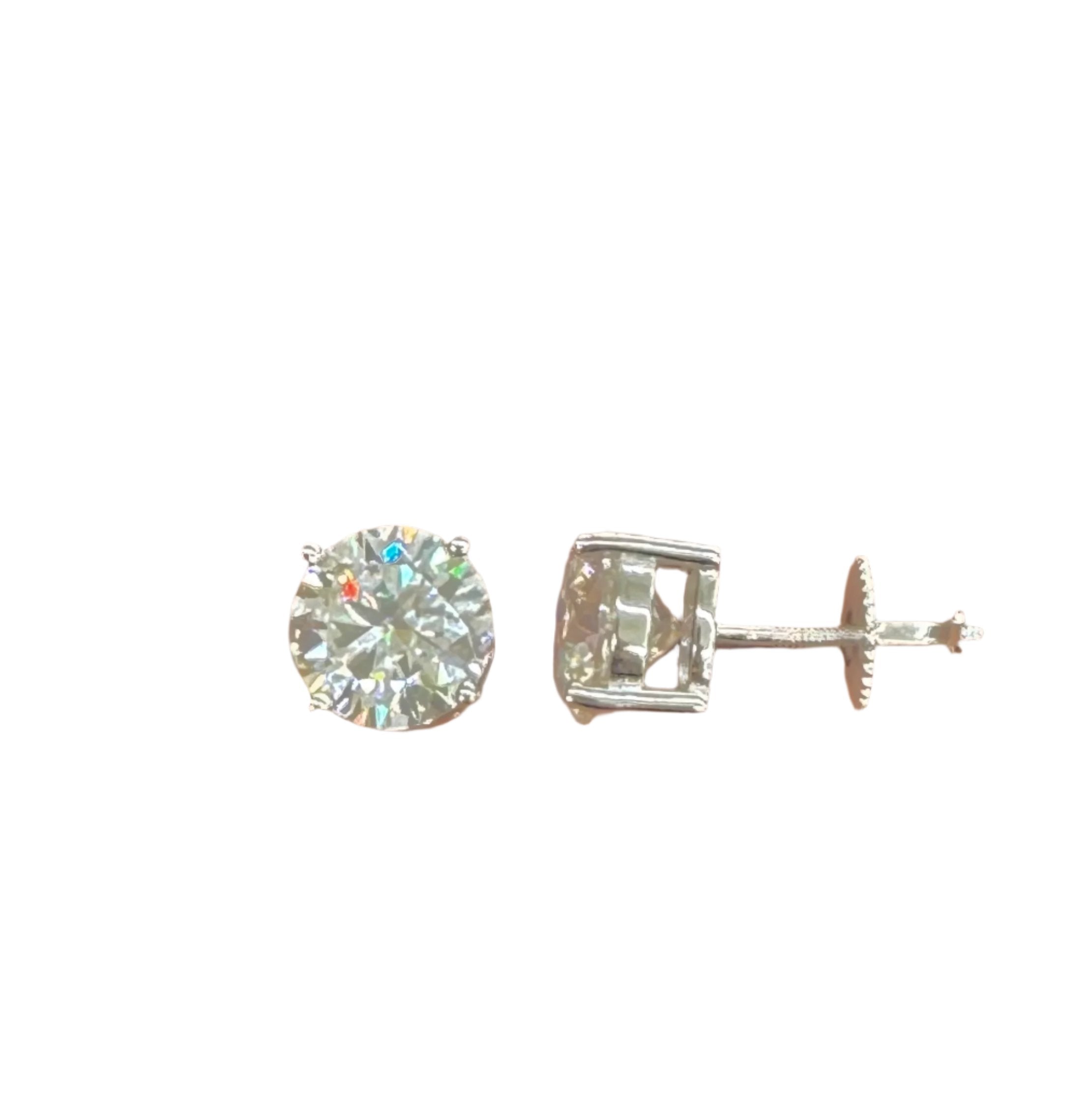 925 Sterling Silver and Moissanite 8mm Solitaire Stud Earrings