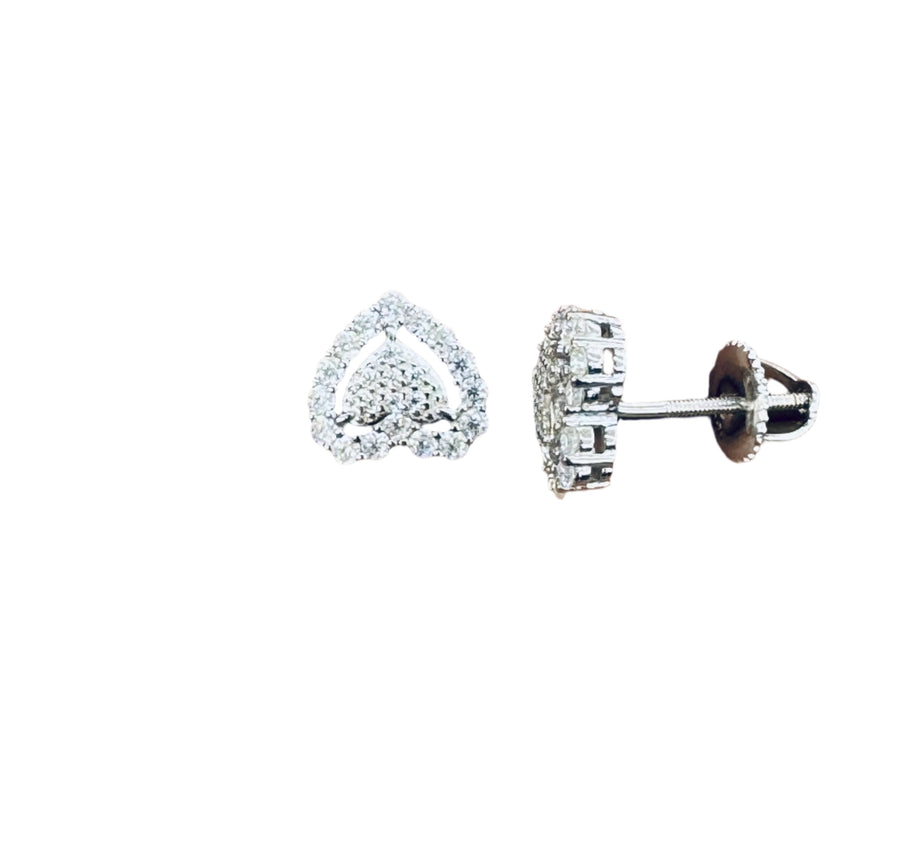 925 Sterling Silver and Moissanite Heart Stud Earrings