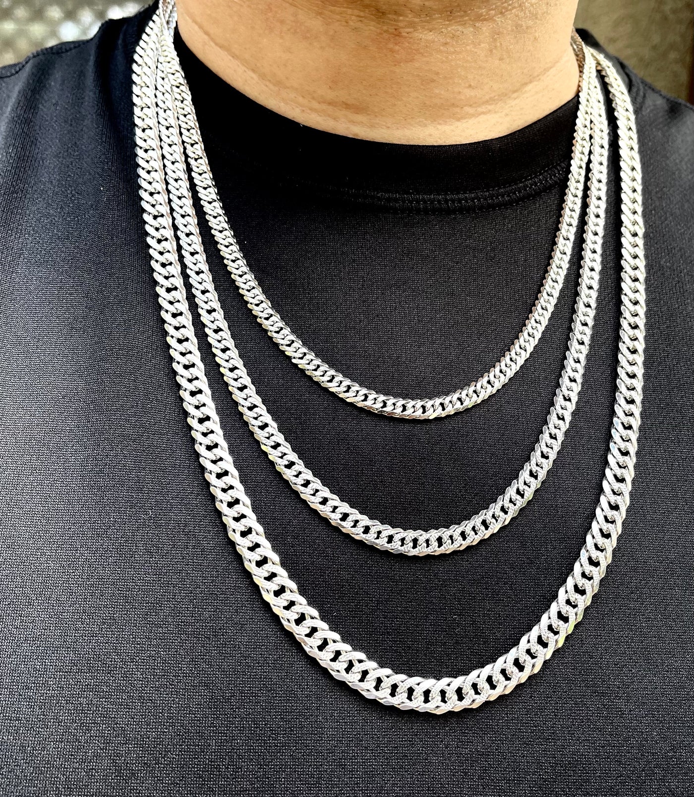 925 Rhodium Plated Double Link Cuban Chain