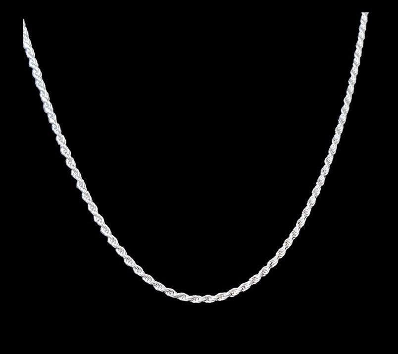 925 Rhodium Plated Sterling Silver Rope Chain