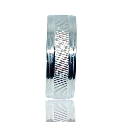 Sterling Silver Diagonal Cut Diamond Cut Band