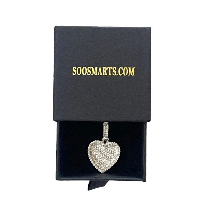 925 Sterling Silver and Moissanite Heart Pendant