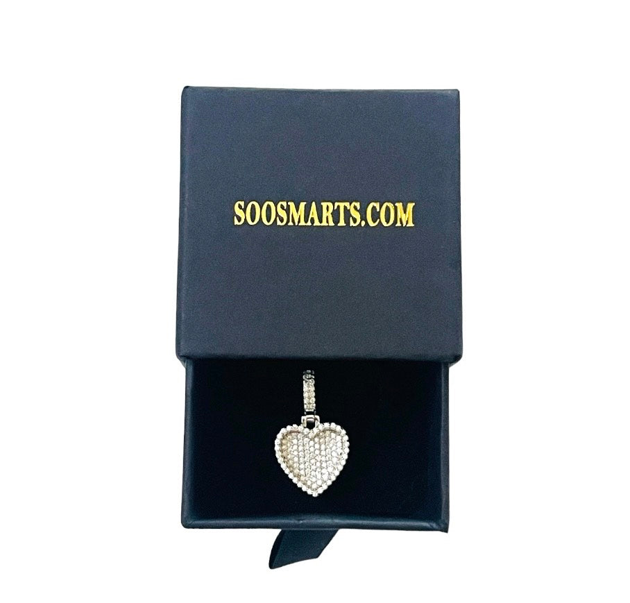 925 Sterling Silver and Moissanite Heart Pendant