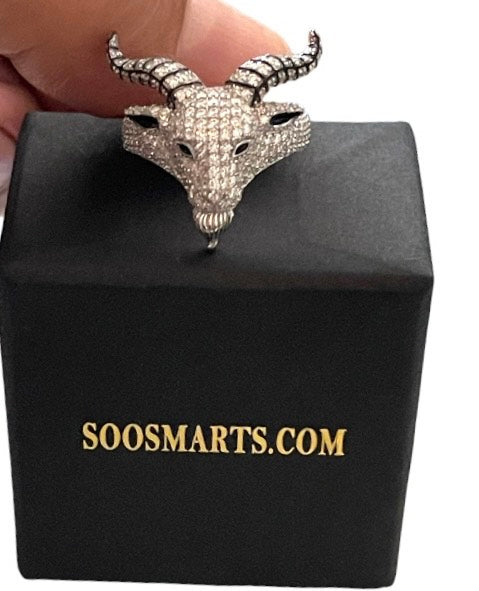 Moissanite in 925 Sterling Silver GOAT Ring