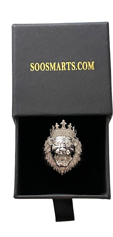 Moissanite in 925 Sterling Silver Lion  Ring