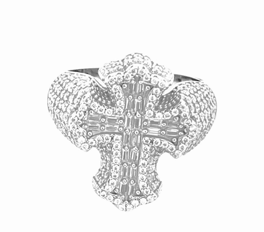 Moissanite Baguette Cross Ring