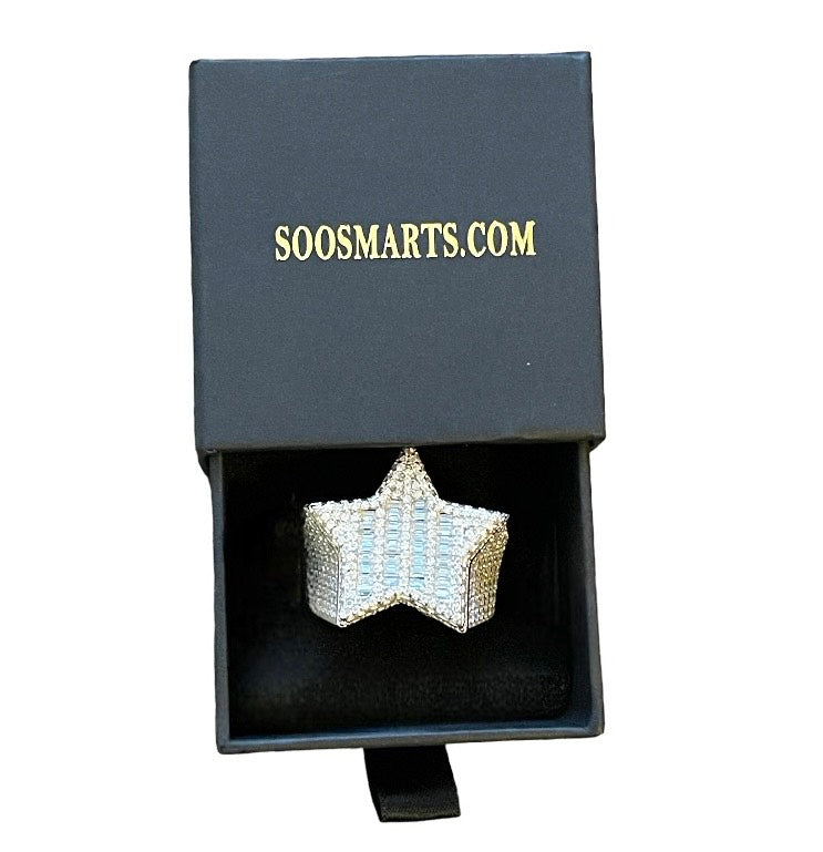 Moissanite in Sterling Silver Star Ring