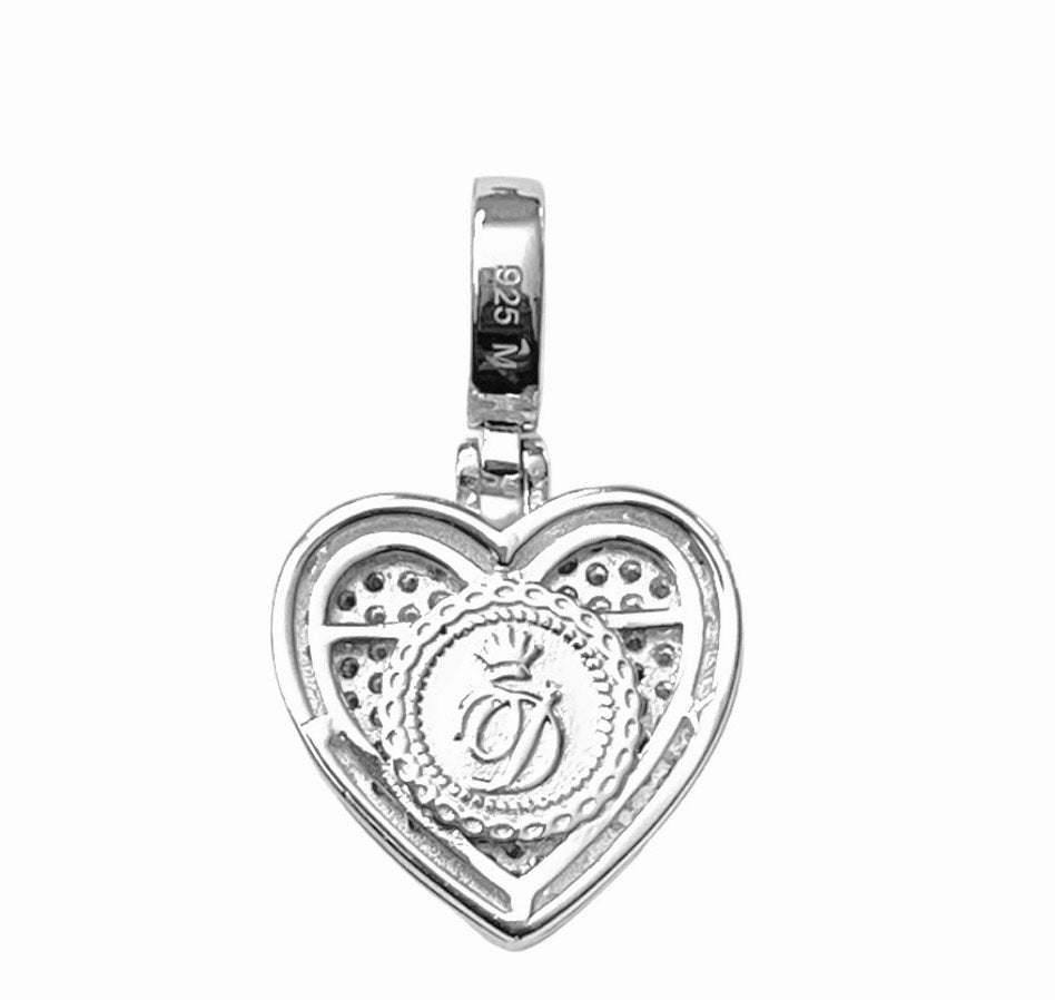 925 Sterling Silver and Moissanite Heart Pendant