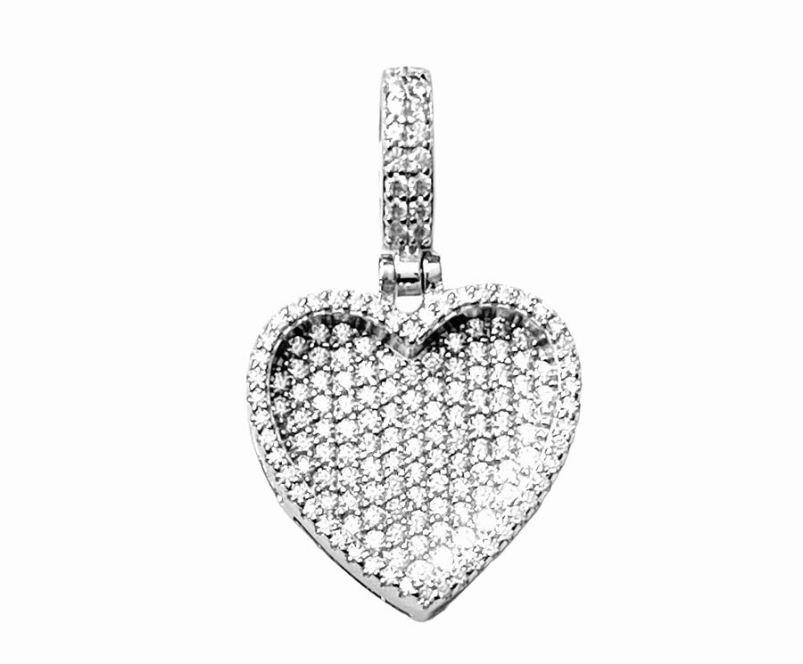 925 Sterling Silver and Moissanite Heart Pendant