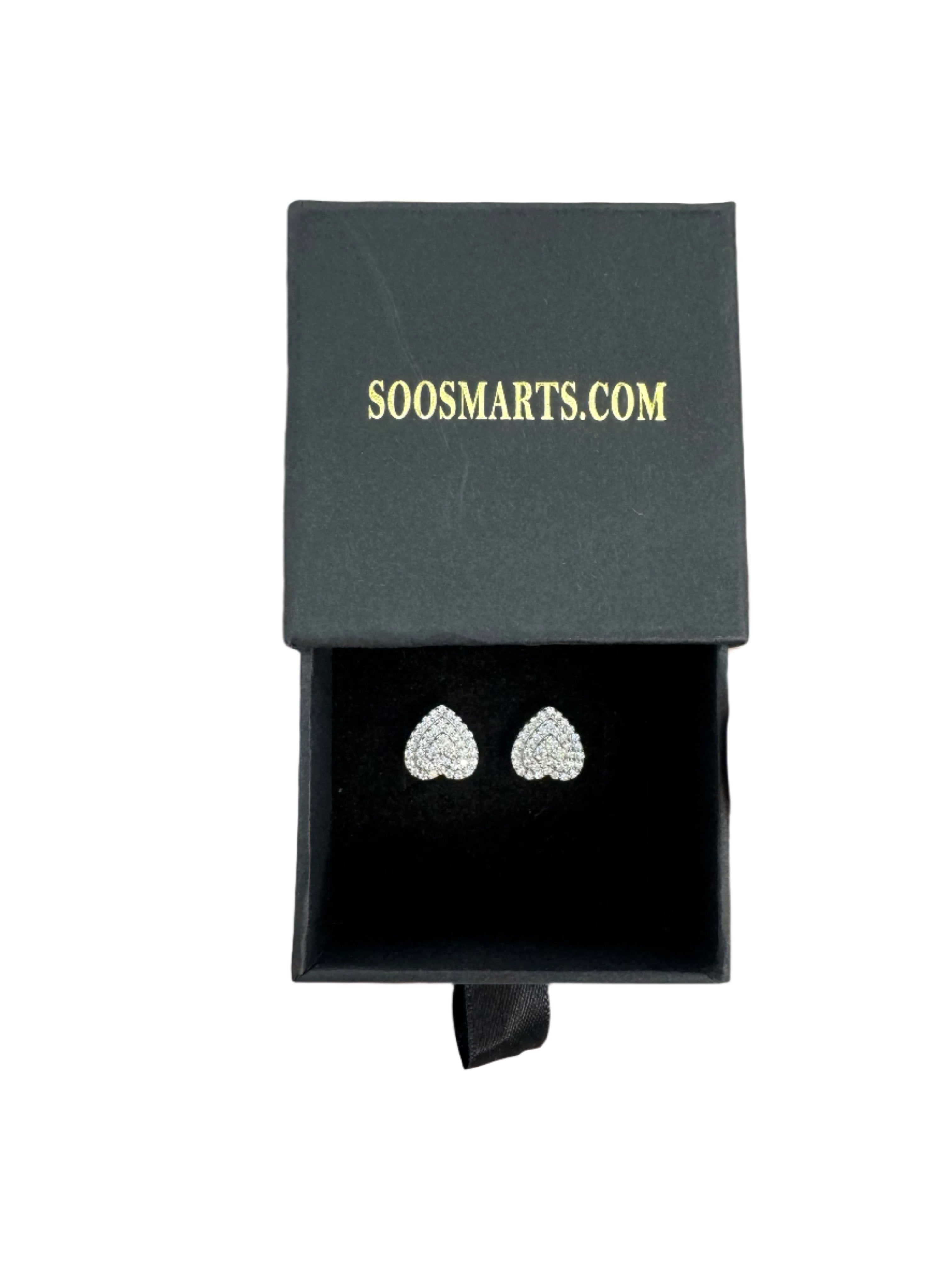 925 Sterling Silver and Moissanite Heart Stud Earrings