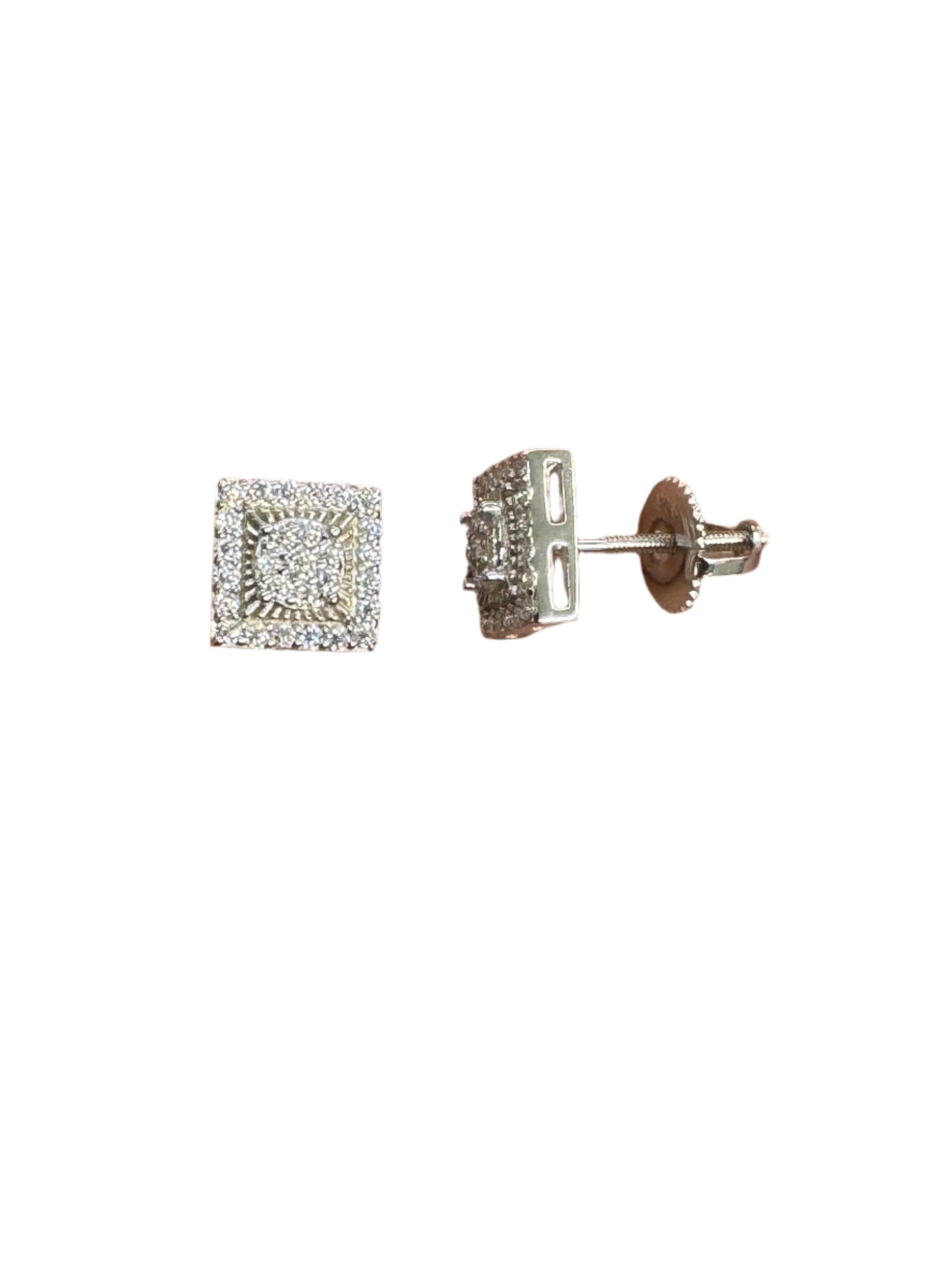 Moissanite and 925 Sterling Silver Square Stud Earrings