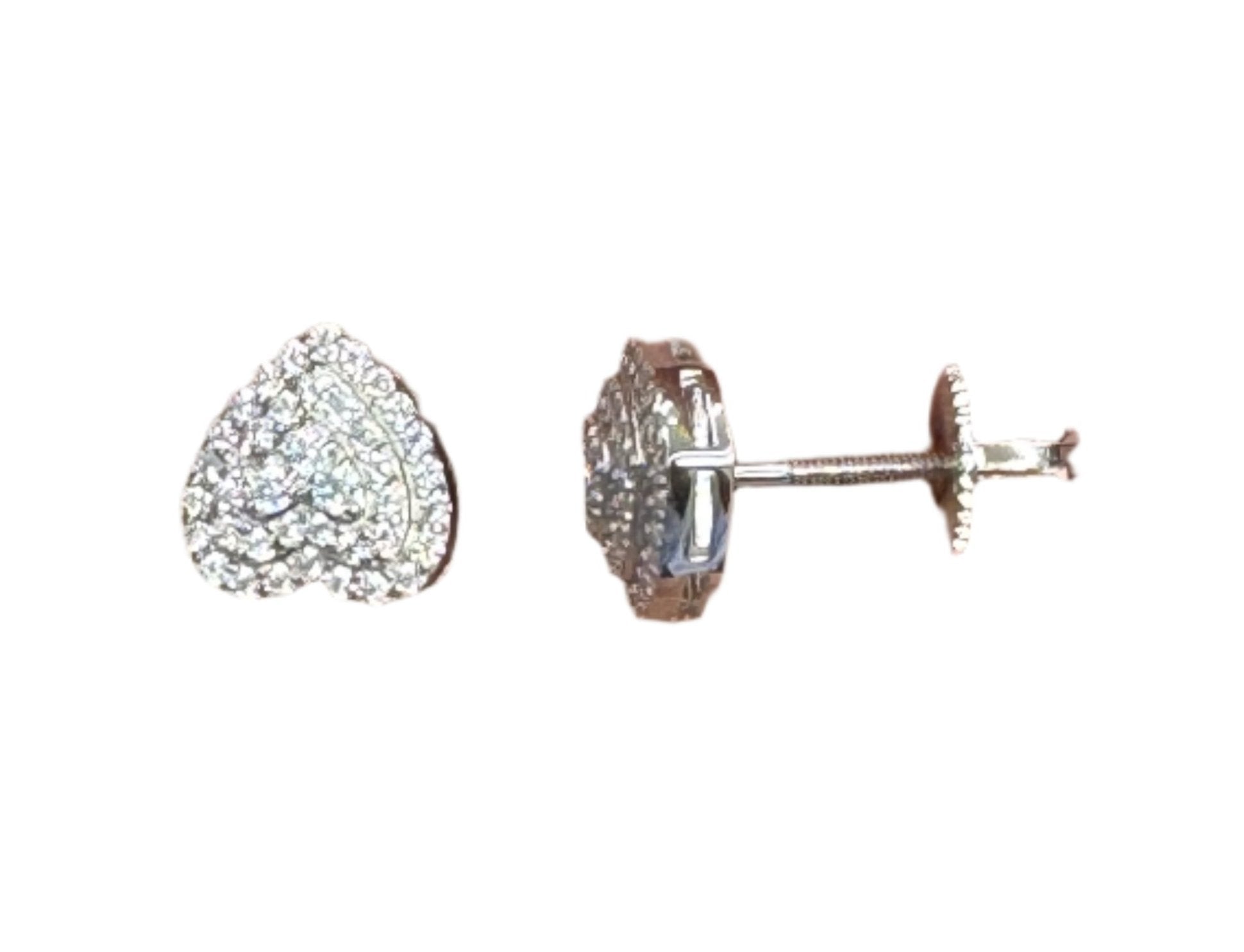 925 Sterling Silver and Moissanite Heart Stud Earrings