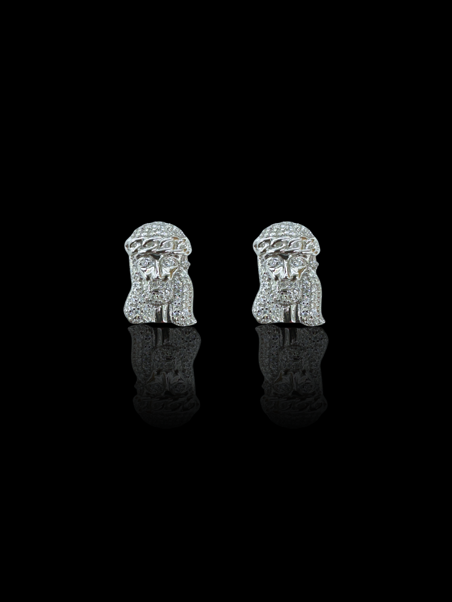 Jesus Head Moissanite Stud Earrings