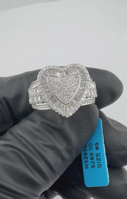 Large Baguette Heart Moissanite  Ring
