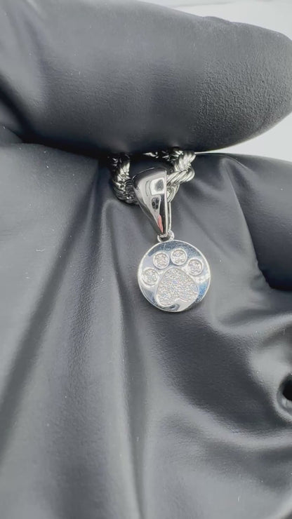 Paw Print Heart Moissanite Pendant
