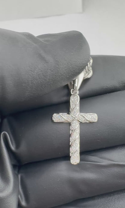 Iced Twisted Moissanite Cross Pendant