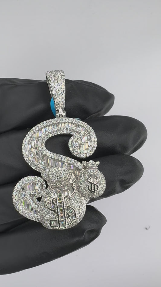 Moissanite Dollar Sign Money Bags Pendant