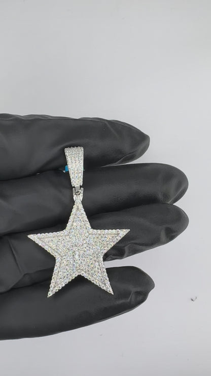 Iced Out Moissanite 5 Point Star Pendant