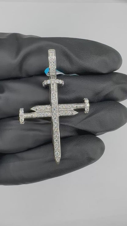Moissanite Nail Cross Pendant