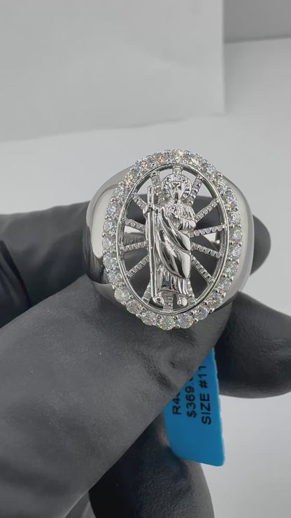 Saint Jude Moissanite Ring