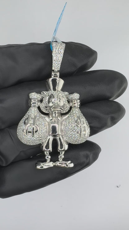 Moissanite Duck Holding Money Bag Pendant
