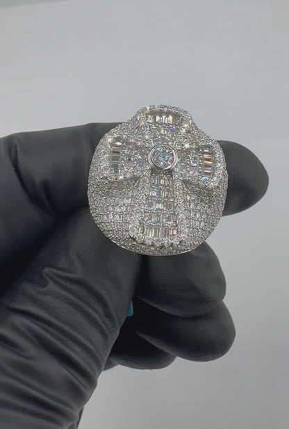 Iced Out Baguette Cross Moissanite Ring