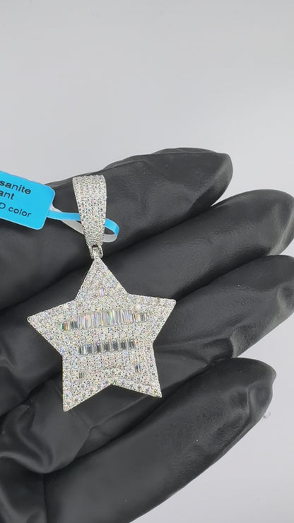 Baguette 5 Point Star Moissanite Pendant at