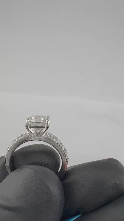 Asscher Cut Moissanite Wedding/Promise Ring