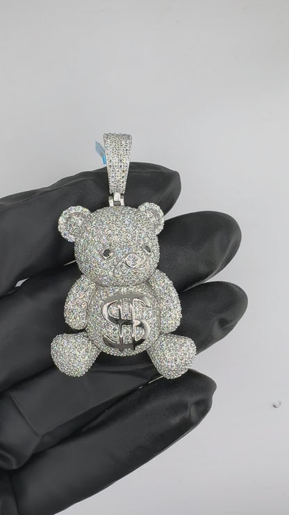 Moissanite MoneyBag Teddy Bear Pendant
