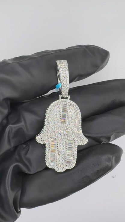 Hamsa/Fatima Hand Moissanite Pendant