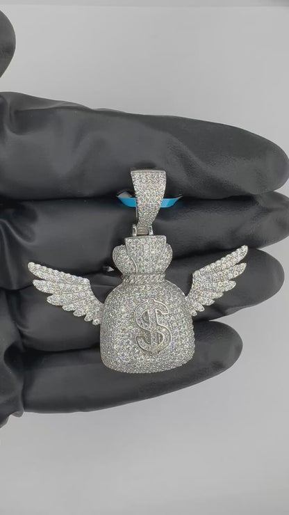 Moissanite Flying Moneybag Moissanite Pendant