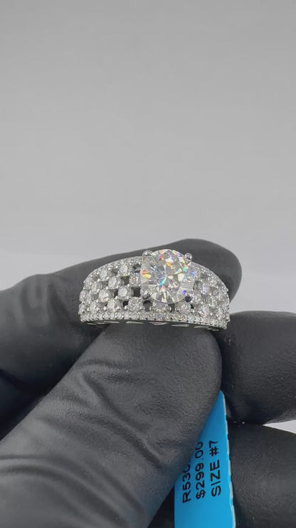 2.5Ct Mosaic Band Moissanite Wedding/Promise Ring