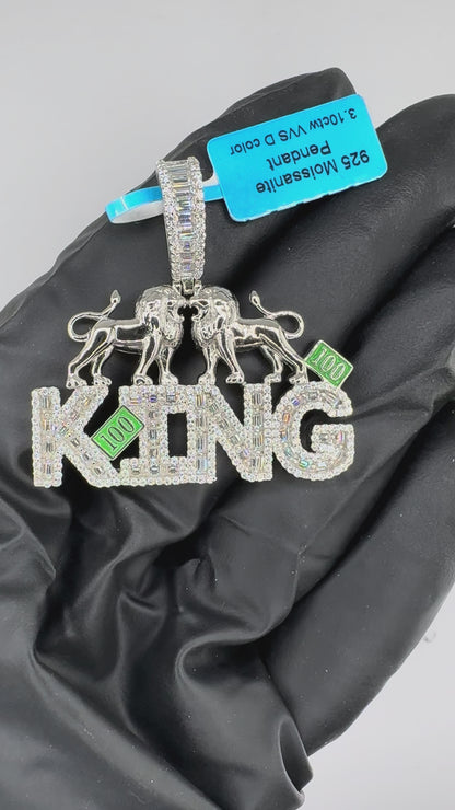 Baguette Lions And King Moissanite Pendant