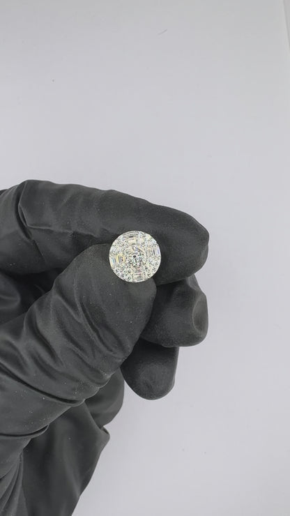 Round Baguette Stud Moissanite Earrings