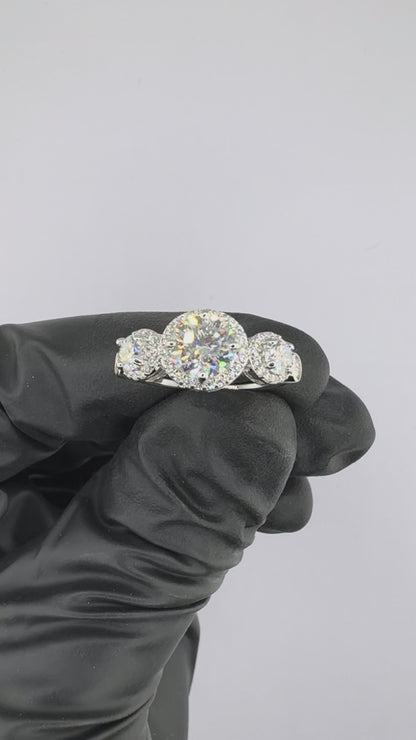 Tri stone Moissanite wedding/promise Ring