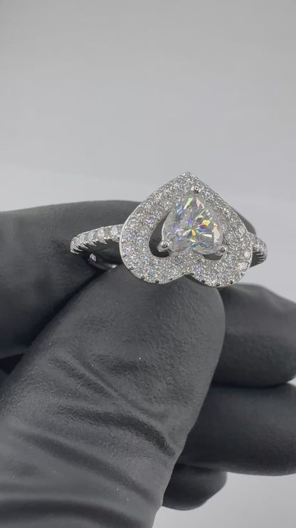 Halo Heart Moissanite Wedding/Promise Ring