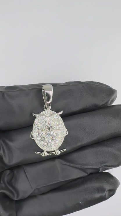 Small Moissanite Owl Pendant