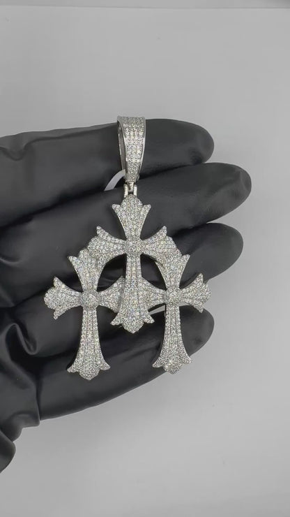 Triple/Trinity Cross Moissanite Pendant