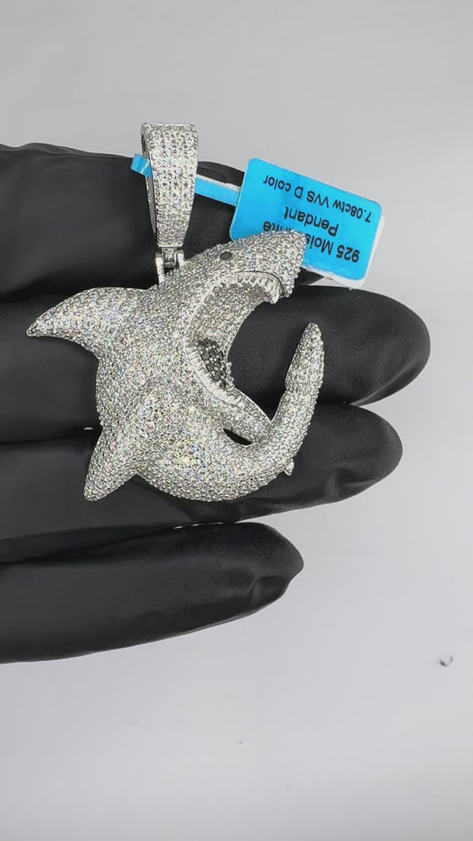 Moissanite Shark Pendant
