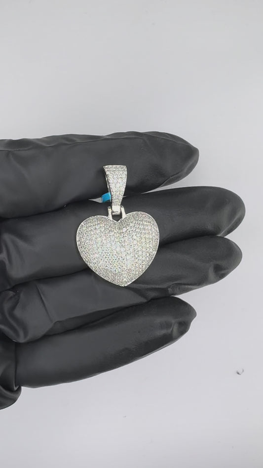 Iced Out Bubble Heart Moissanite Pendant