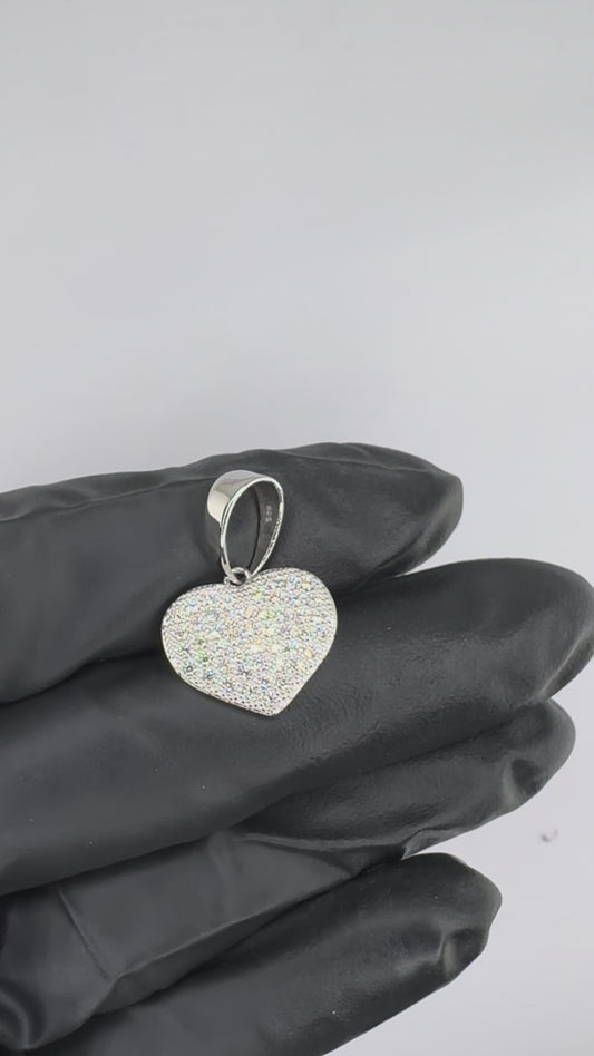 Pave Flat Heart Pendant