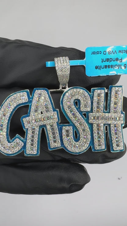 Blue Glow In Dark Moissanite CASH  Pendant