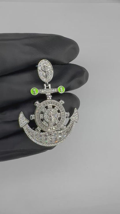 Green Dollar Moissanite Ancher Pendant