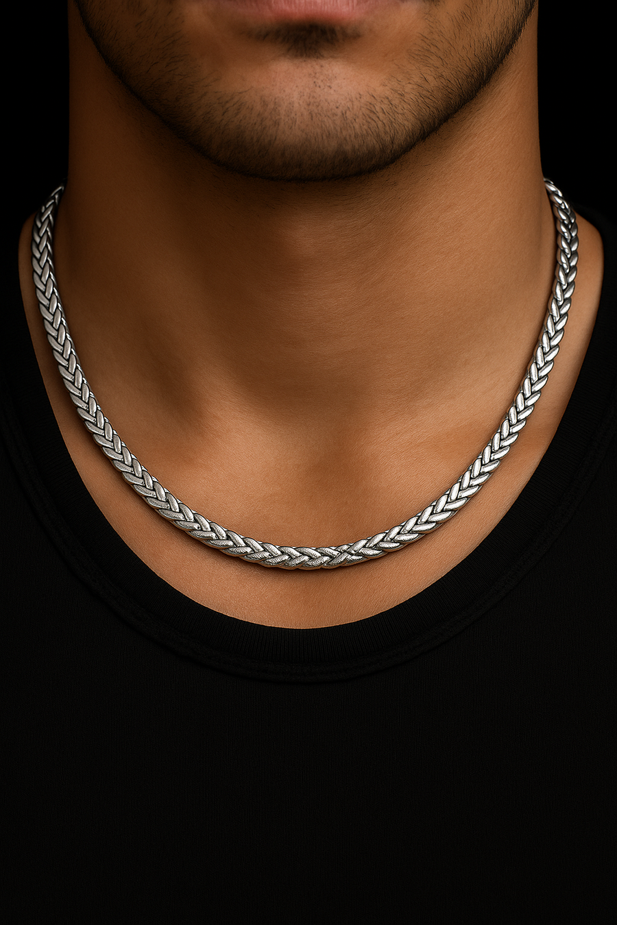 Franco Chain Necklace in 18K White Gold