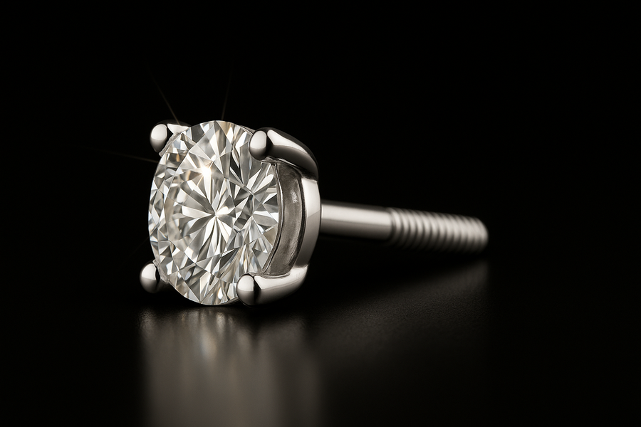 925 Sterling Silver and Moissanite 7mm Solitaire Stud Earrings