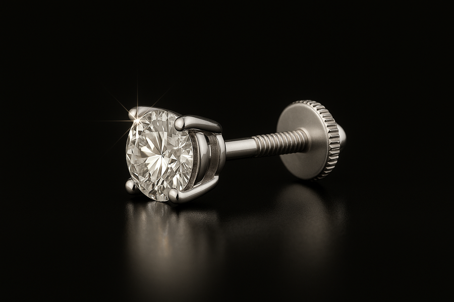 925 Sterling Silver and Moissanite 7mm Solitaire Stud Earrings