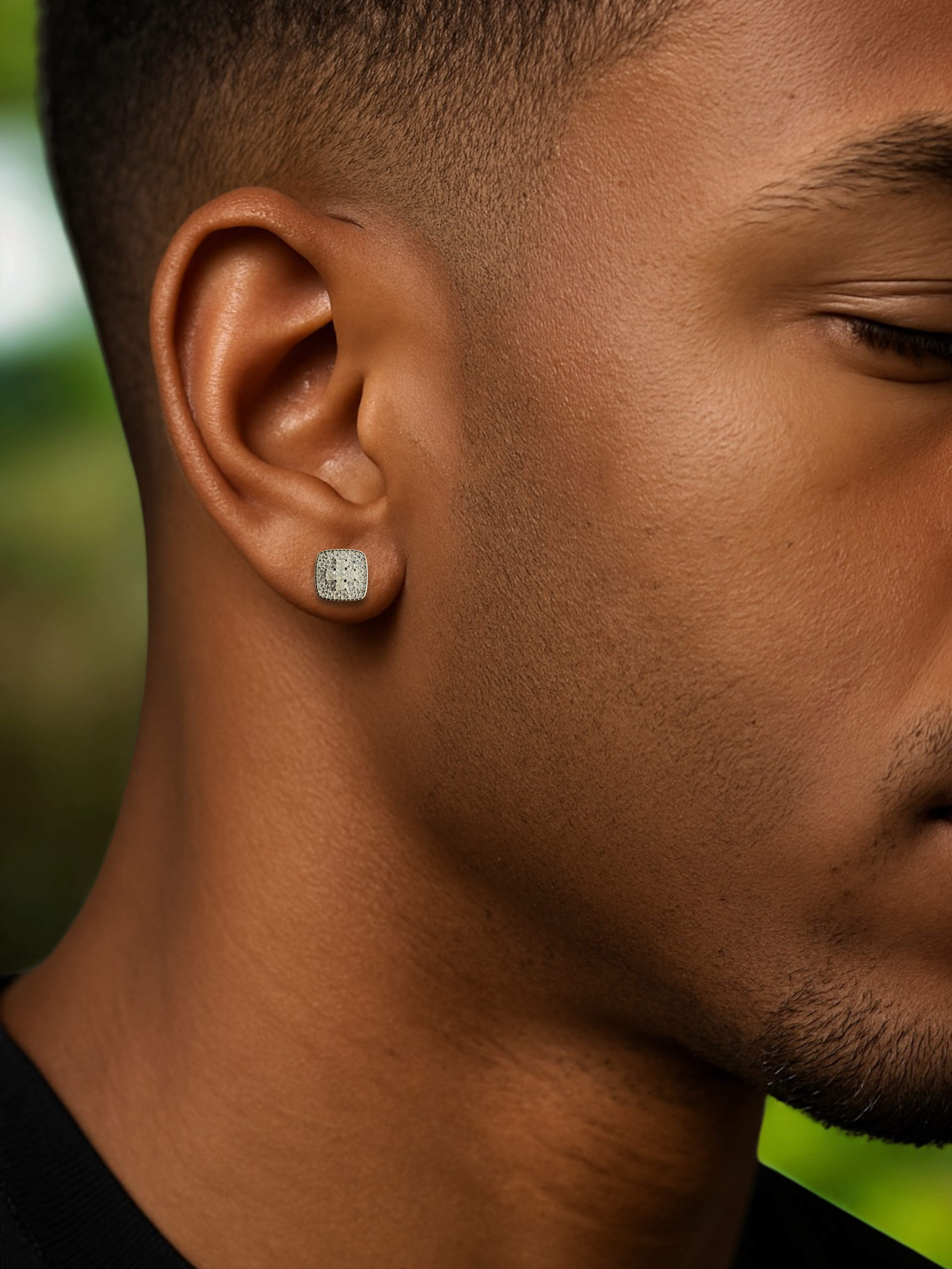 Square With Cross Moissanite Earrings