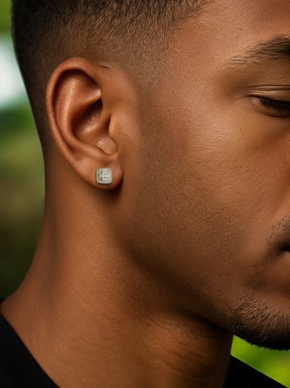 Square With Cross Moissanite Earrings