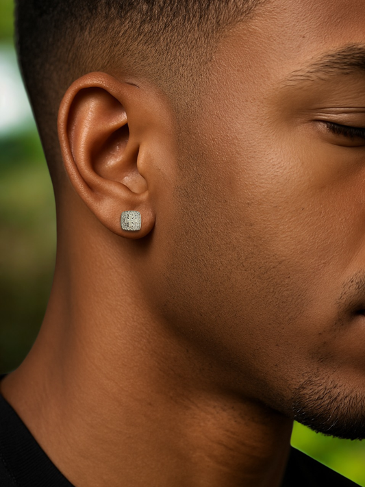 Square With Cross Moissanite Earrings