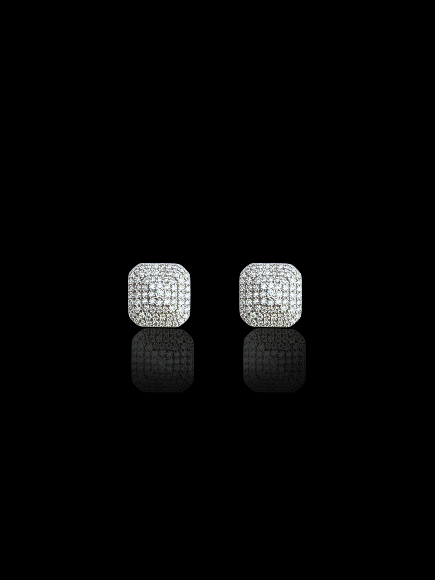 Moissanite Cluster Pyramid Square Stud Earrings